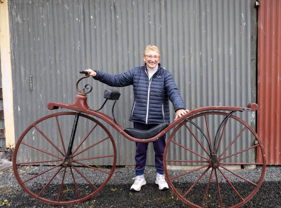 Cobden Pioneer Park volunteer Sue Ralph said the bicycle may be the only one of its kind. Picture by Anthony Brady
