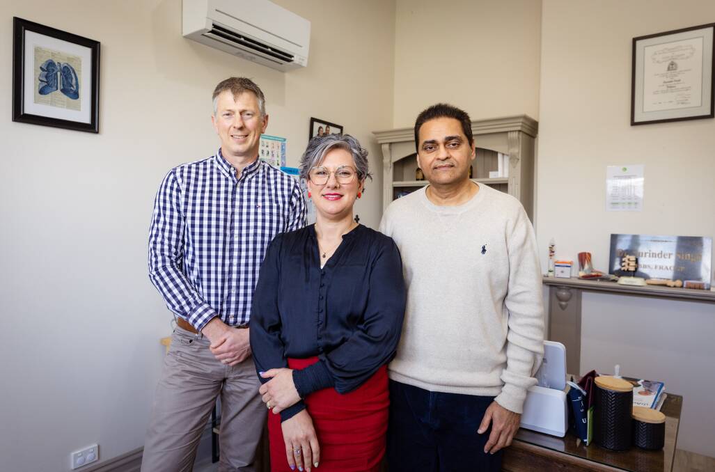 King Street Medical Clinic team members Dr Cameron McPherson, Anita Singh and Dr Surinder Singh. Picture by Sean McKenna