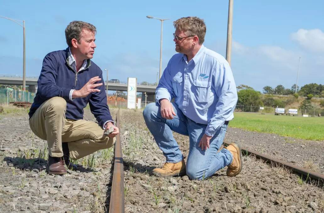 On the rails: Federal Member for Wannon Dan Tehan lobbied for funding to upgrade the freight rail line connecting Portland's port to north-west Victoria.