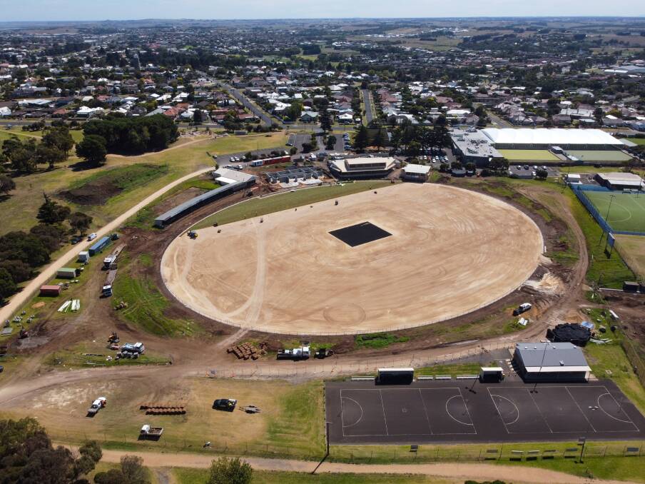 ON TRACK: A bird's eye view of Reid Oval, which is undergoing a redevelopment. Picture: Morgan Hancock