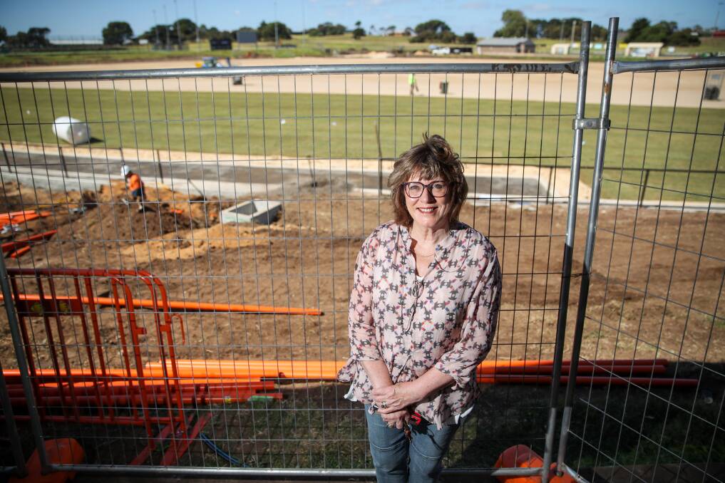 EXCITED: Warrnambool city councillor Debbie Arnott checks out the progress at Reid Oval. Picture: Morgan Hancock