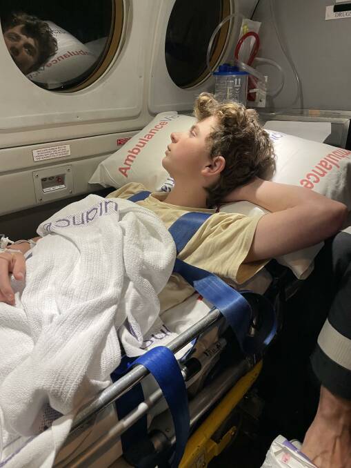 Sam Lillico was flown to the Royal Children's Hospital in Melbourne with a brain bleed and fractured skull.