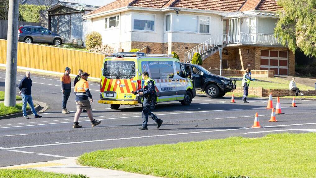 The Raglan Parade accident scene in Warrnambool on Wednesday, June 5. A woman later died in a Melbourne hospital. Picture by Eddie Guerrero