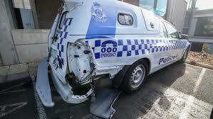 This is an image of another Warrnambool police van that was rammed in 2017. File picture.