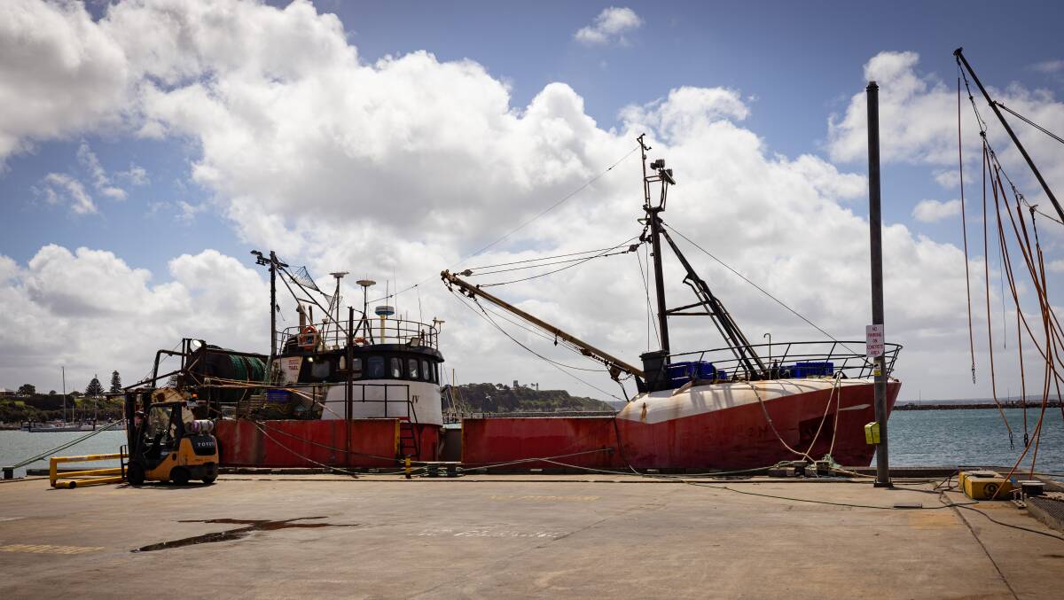 The fishing trawler Vivienne Jane has been declared a crime scene after police allege a stabbing took place about 7.20pm on Sunday evening. Picture: Sean McKenna