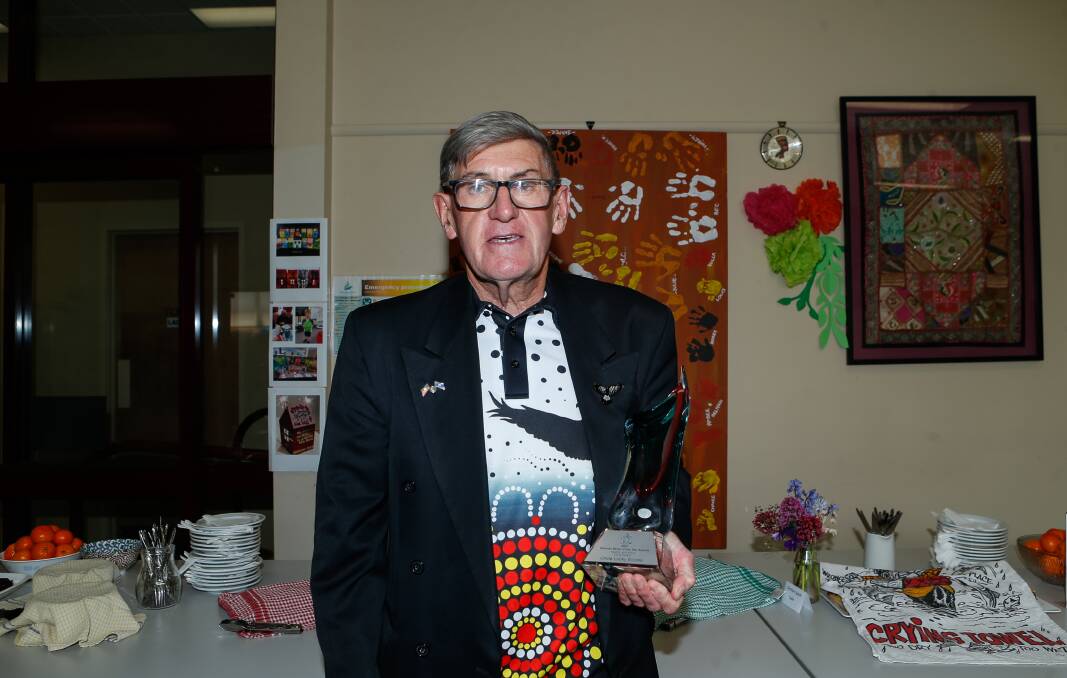Warrnambool's Robert 'Locky' Eccles with his 2021 Victorian Healthy and Active Living Award. He has had 13 sex assault charges dropped in court.
