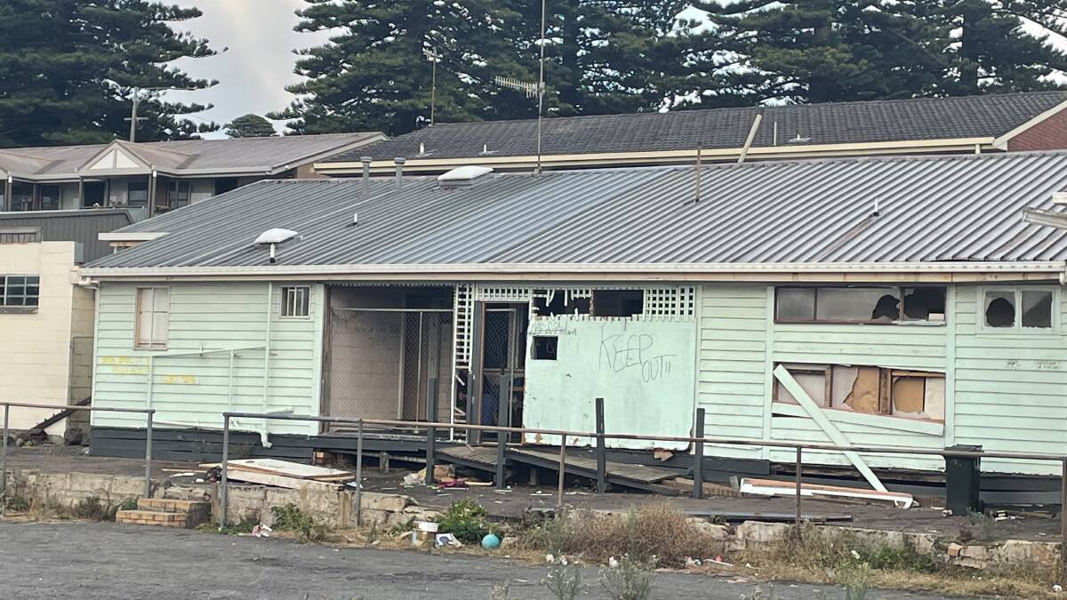 The disused dwelling at the rear of the old Salvation Army church in Warrnambool's Lava Street where the men have been living.