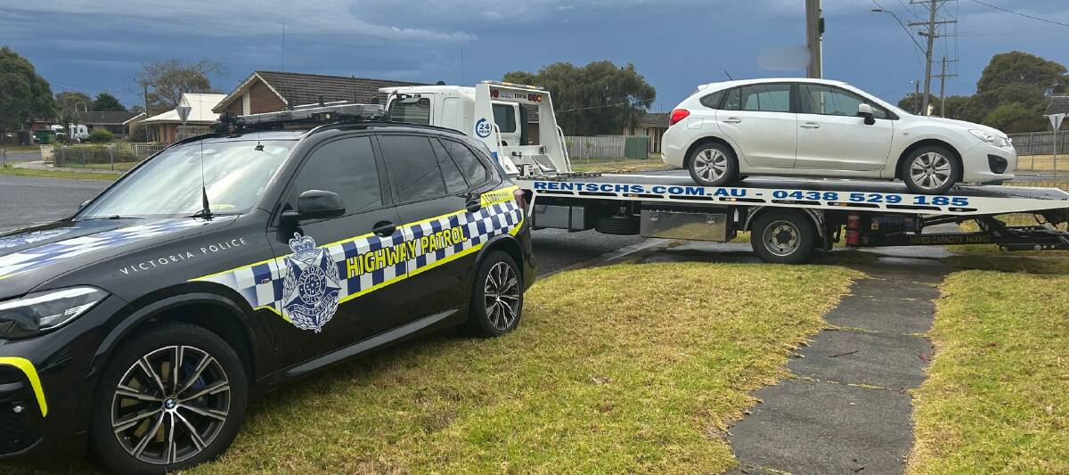 An unregistered vehicle was seized in east Warrnambool on Monday morning, which will attracting towing and storage fees of more than $1100.
