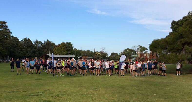 Big field: Parkrun's popularity is growing in the south-west. Here's Warrnambool's 178-strong group of participants on Saturday morning. Picture: Supplied by Warrnambool parkrun Facebook page