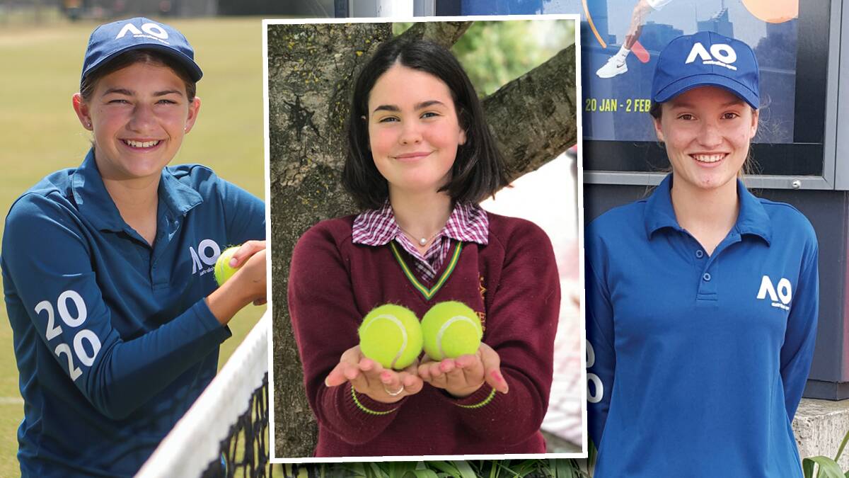 Big stage: Warrnambool's Emily Mahony, 14, Camperdown's Grace Bone, 14, and Hamilton's Charlotte Millear, 14, are going to be ballkids at the Australian Open.