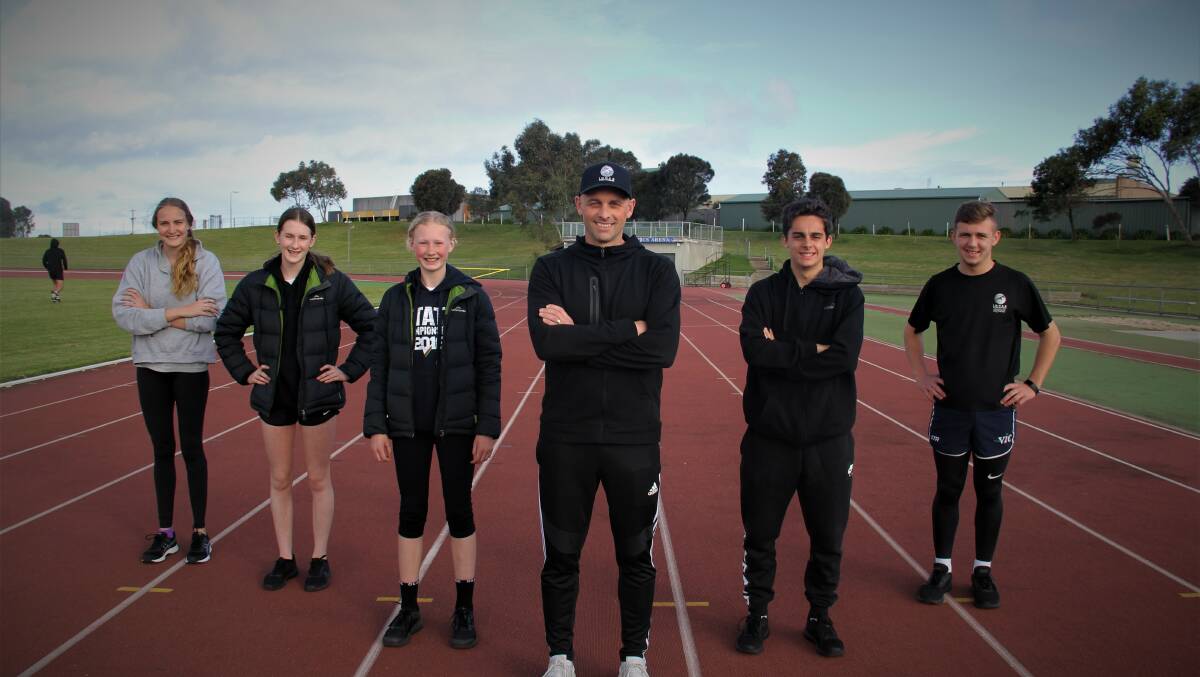 Keen to learn: Anna Prendeville, Grace Carter, Hilary Hannagan, president Jeremy Dixon, Aaron Benson and Jesse Suter of Athletics South West. Picture: Sean Hardeman