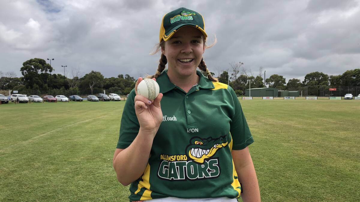 Enjoying cricket: Allansford-Panmure under 17 girls player Jasmine Anderson, 15, after her team's win on Tuesday. Picture: Brian Allen 