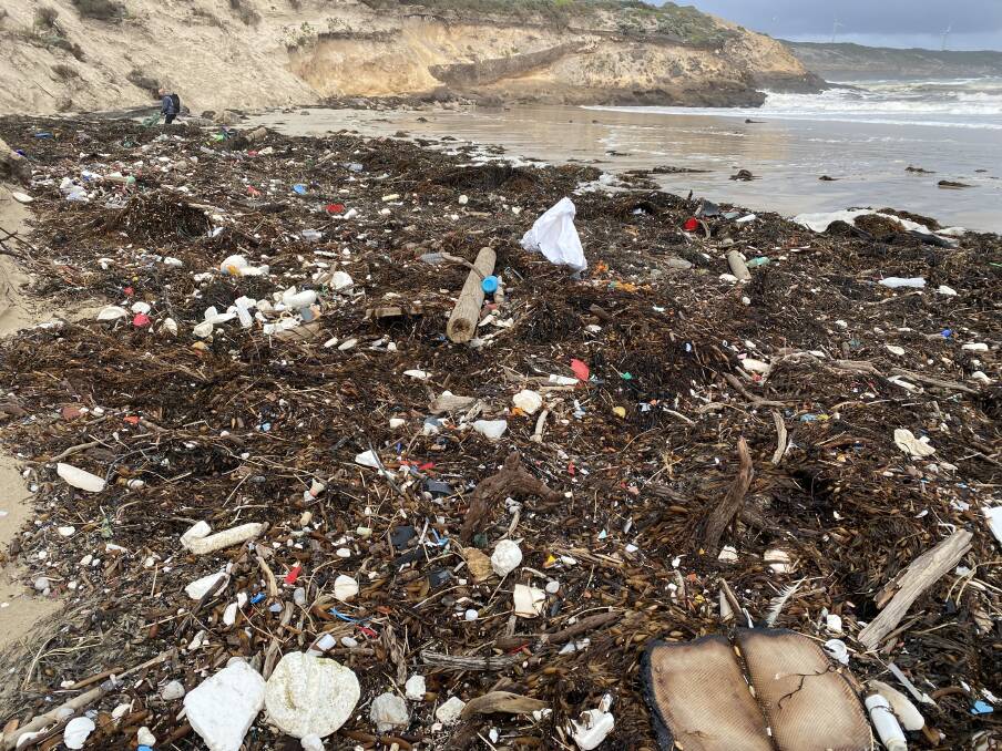 Blacks Beach, Discovery Bay fouled with plastic from the high seas.