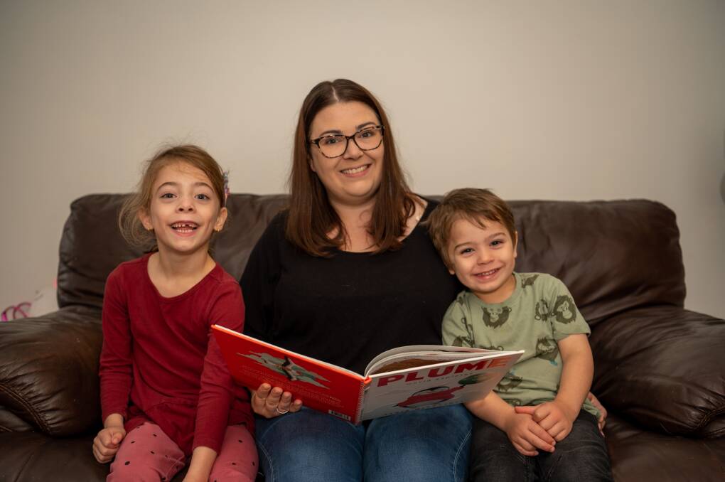 Maddens Lawyers legal assistant Melissa Molloy, with children Isabelle, 7, and Luca, 4, has welcomed an early Friday afternoon finish for a better work-life balance and to spend more time with her family. Picture by Eddie Guerrero