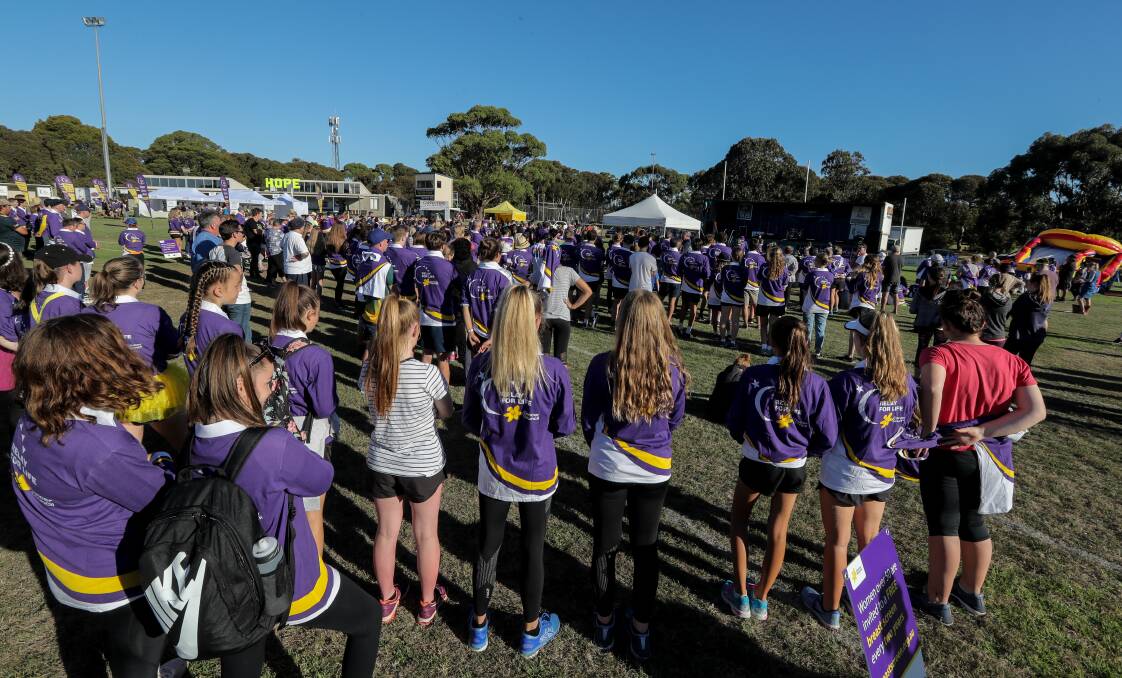 Participants at the opening ceremony at a previous Warrnambool Relay For Life, held at Deakin University. This year's event is on Saturday from noon to 10pm. 