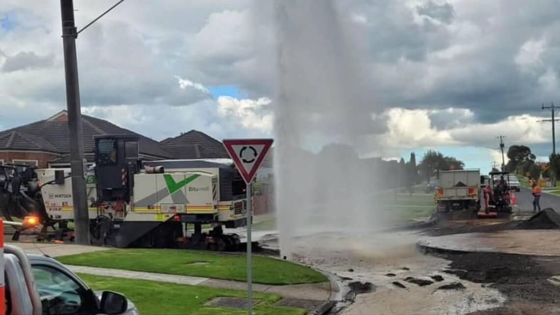 Wannon Water responded to a burst water main on a roundabout at the corner of Whites and Balmoral roads in Warrnambool on Tuesday afternoon.