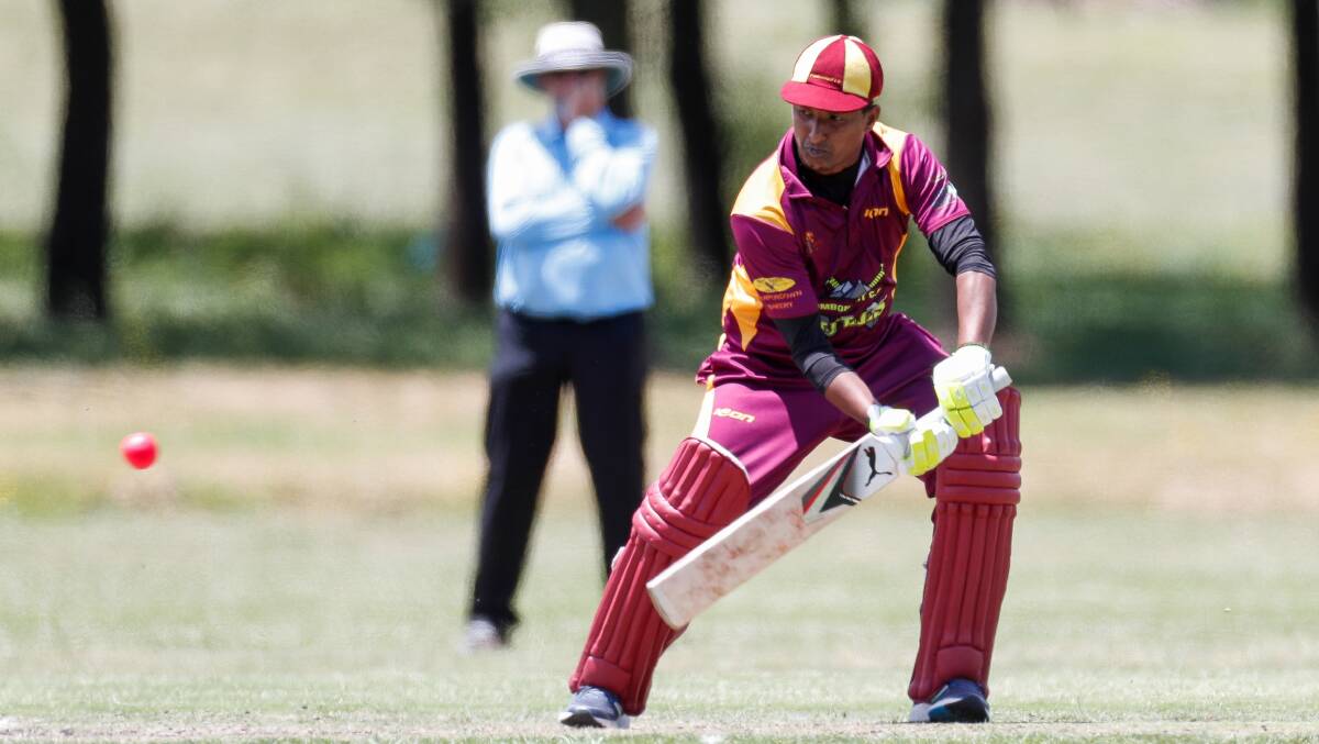 SKILLFUL: Pomborneit's Tharaka Sendanayake in action, this time with the bat, against Terang on Saturday. Picture: Morgan Hancock