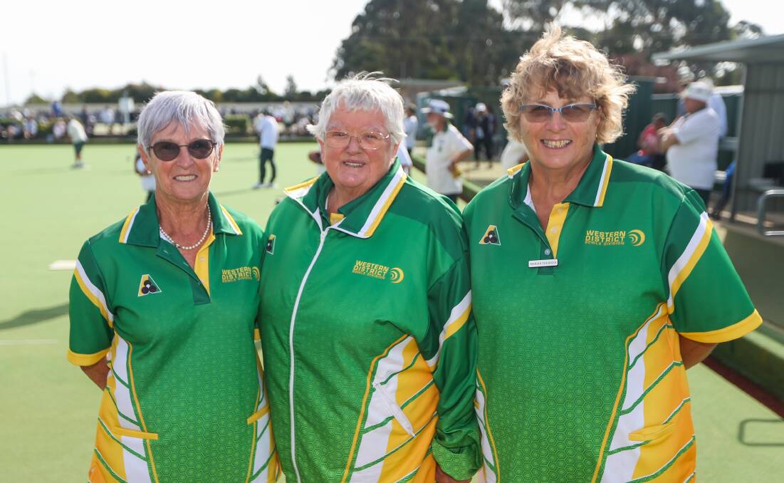 Team at the top: Warrnambool District Bowls Division chairman Maureen Drennan, director Margaret Sumner and secretary Marian Treweek are all paying a part in the WDBD moving forward. Picture: Morgan Hancock