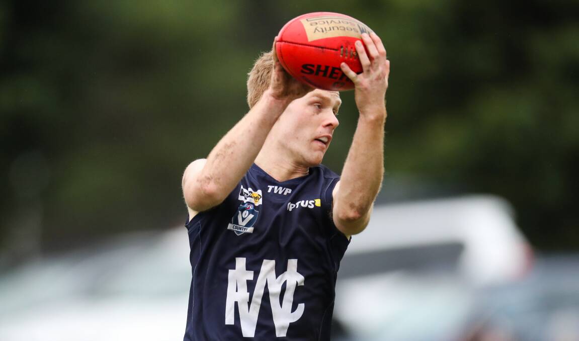 LEADING THE WAY: Warrnambool's Matthew Colbert as one of the Blues' better players in the four-point victory over Port Fairy. He was named best on ground for his efforts. Picture: Morgan Hancock