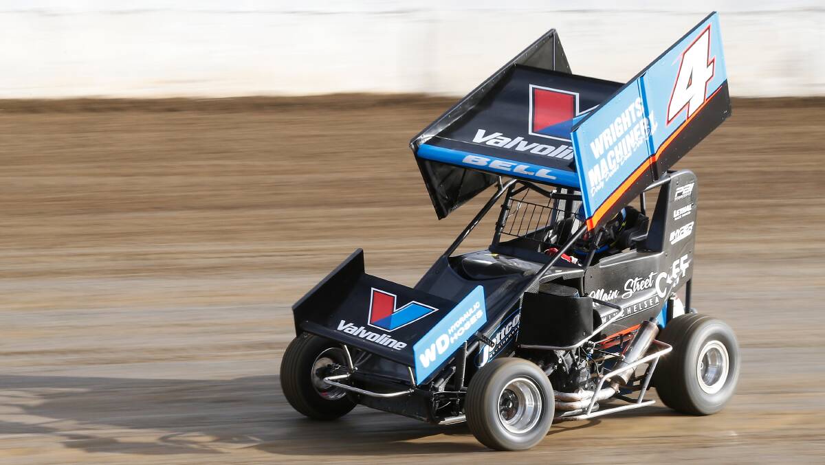 Jack Bell drives the V4 during the heats of the formula 500 Aussie titles at Simpson speedway. Picture: Mark Witte