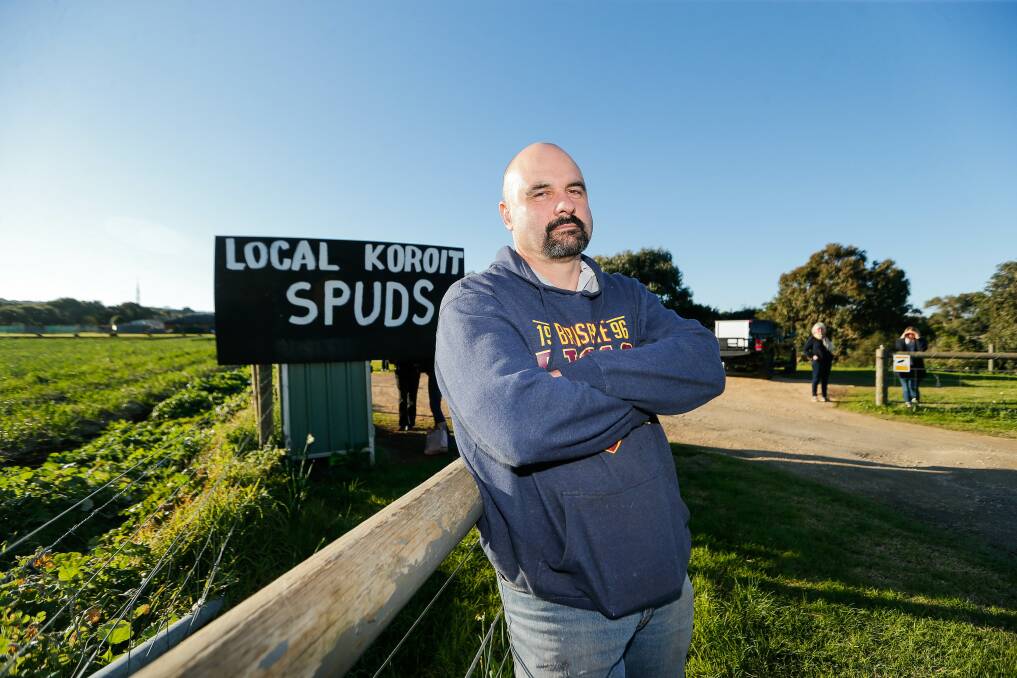 'Gutted': Ben Pohlner from Volcano Garlic and Produce Tower Hill disappointed by the recent thefts. Picture: Anthony Brady