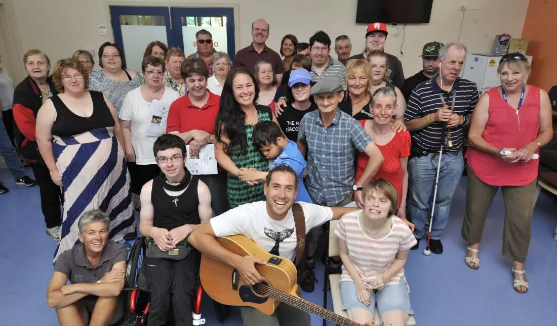 Warrnambool musician Tom Richardson and members of the Find Your Voice all-abilities choir in 2018. Picture file