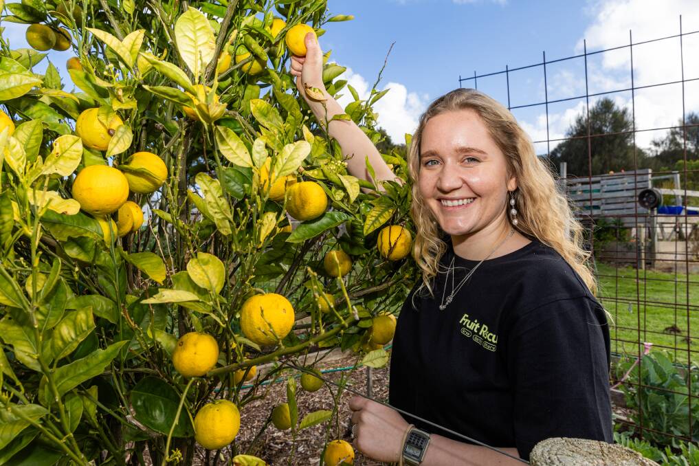 Courtney Mathew at the launch of Fruit Rescue at Warrnambool Community Garden. Picture by Eddie Guerrero.