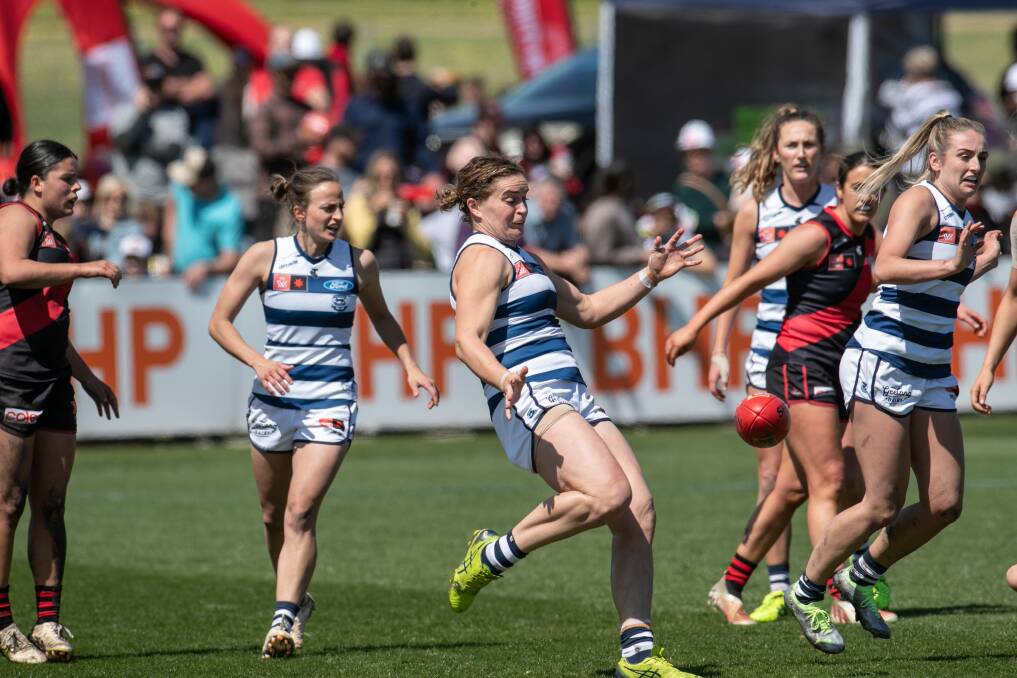 Meg McDonald played her role in defence for Geelong. Picture by Sean McKenna 