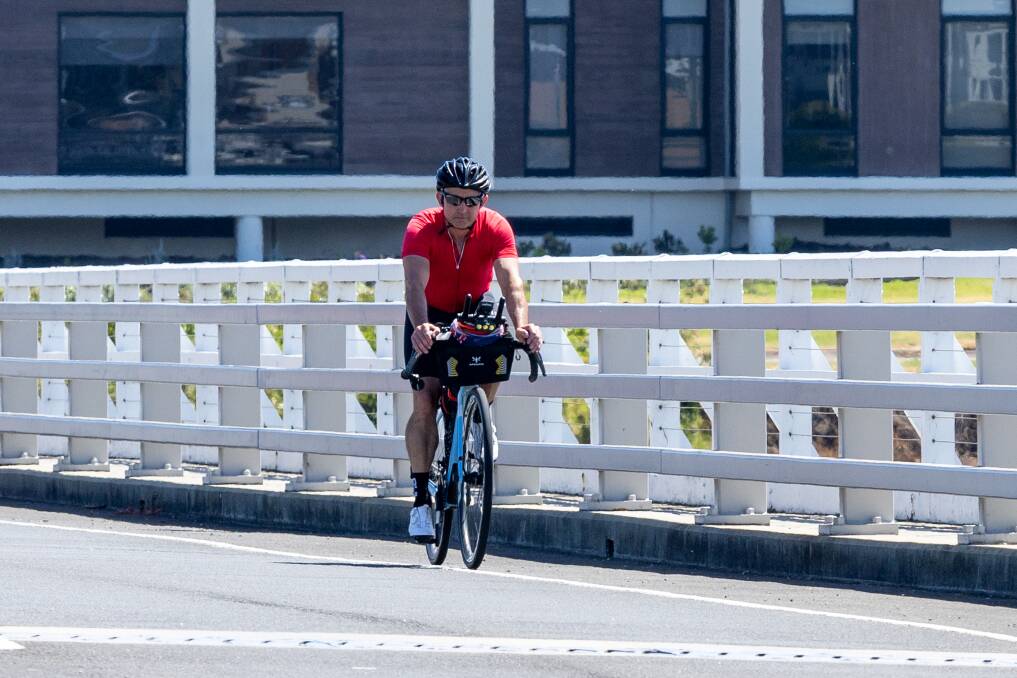 Simon Crispe is clocking the kilometres in preparation for the 5500km ride. Picture by Eddie Guerrero 