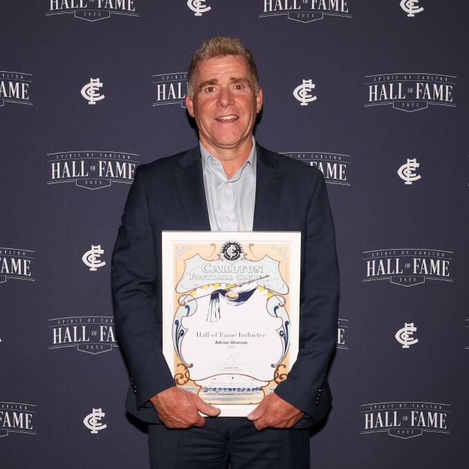 Adrian Gleeson was inducted into Carlton's hall of fame on Wednesday night. Picture by Carlton Football Club 