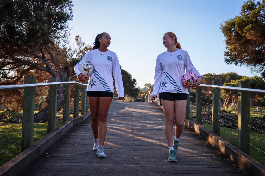 Hampden netballers Kimora Calloway and Kyla Groves are taking steps forward in their netball careers. Picture by Justine McCullagh-Beasy 
