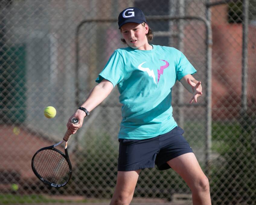 Hudson Greene, 12, is playing in Warrnambool Lawn Tennis Club's junior pennant competition. Picture by Sean McKenna 