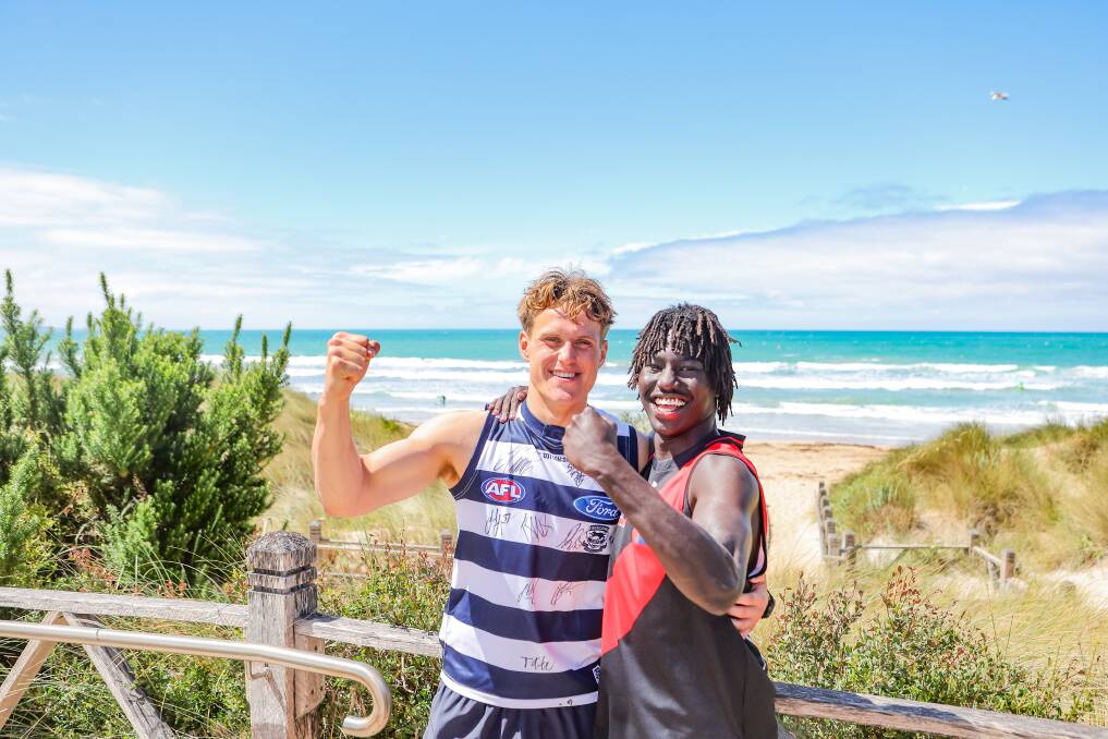 George Stevens (Geelong) and Luamon Lual (Essendon) are joining the AFL. Picture by Anthony Brady 