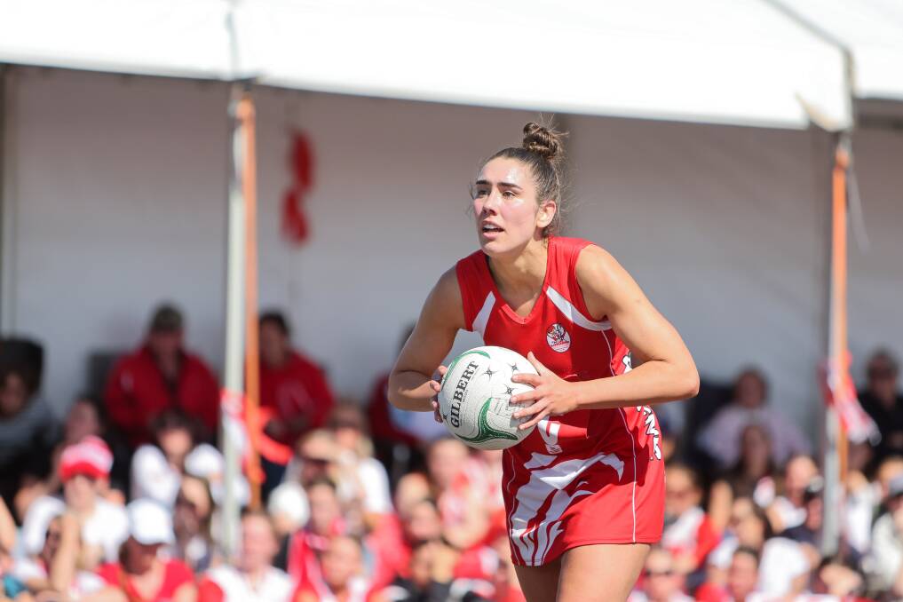 Ally O'Connor pictured playing for South Warrnambool in the open netball grand final. Picture by Anthony Brady 