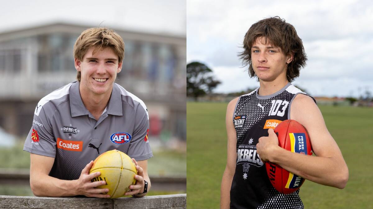 South Warrnambool's Sam Marris and Warrnambool's Hugh Morgan will make their Coates Talent League debuts for GWV Rebels. Pictures file, Eddie Guerrero 