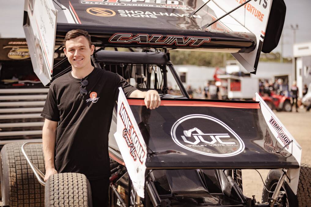 Lachlan Caunt travelled from New South Wales to race sprintcars in Victoria. Picture by Sean McKenna 