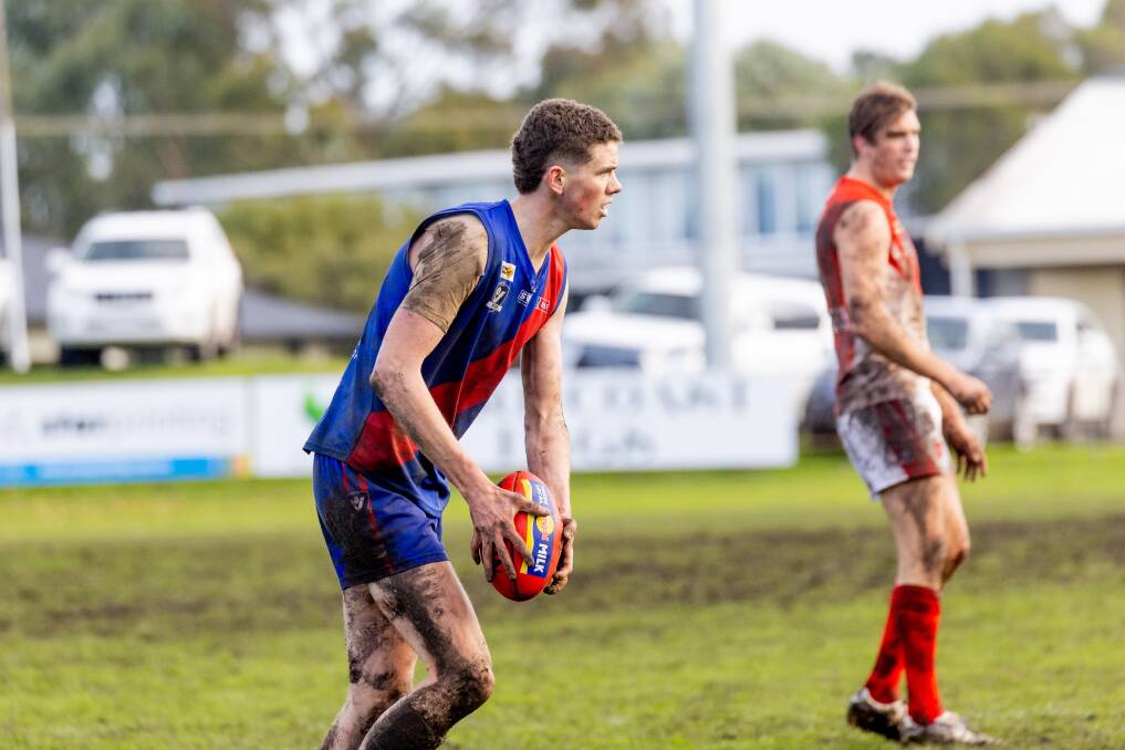 Terang Mortlake ruckman Darcy Hobbs has been sidelined with a leg injury. Picture by Anthony Brady 