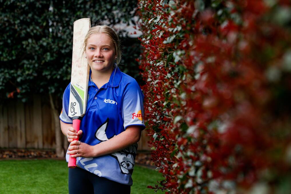 MAKING RUNS: Tess Worrall opens the batting for Brierly Christ-Church's under 17 girls' cricket team. Picture: Morgan Hancock 