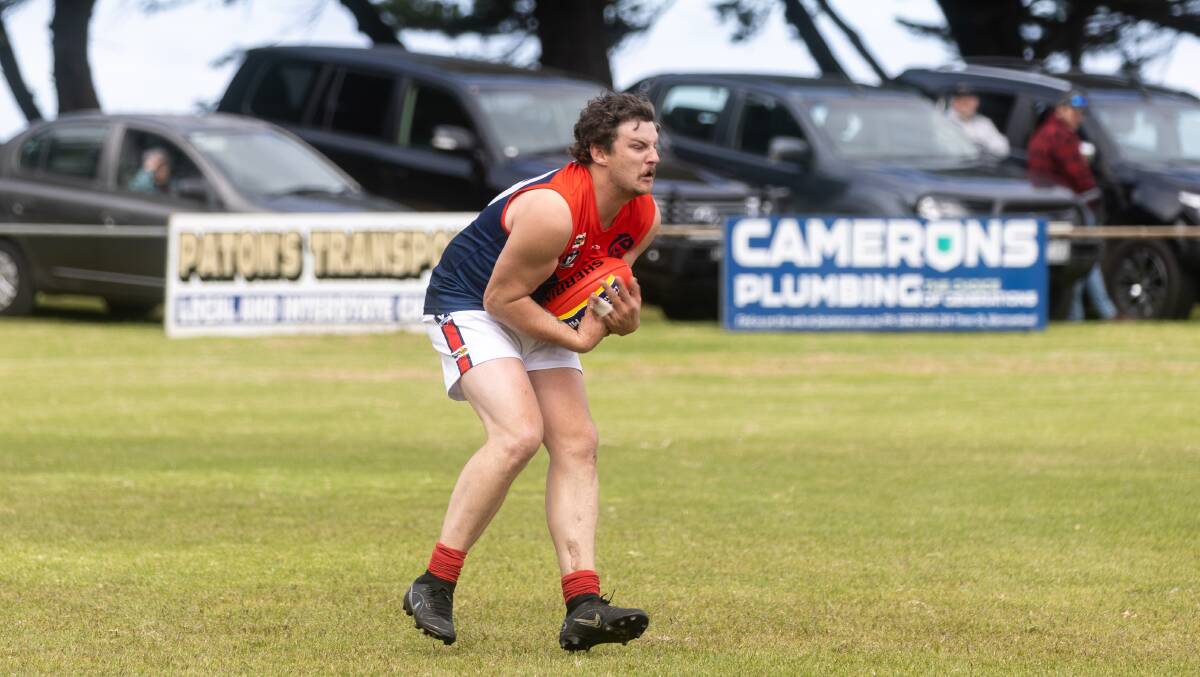 Ben Harding playing for Timboon Demons in 2023. Picture by Anthony Brady 