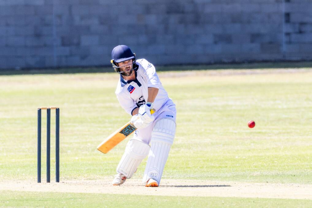 Port Fairy coach Alastair Templeton on his way to 125 not out against Wesley Yambuk Titans. Picture by Eddie Guerrero 