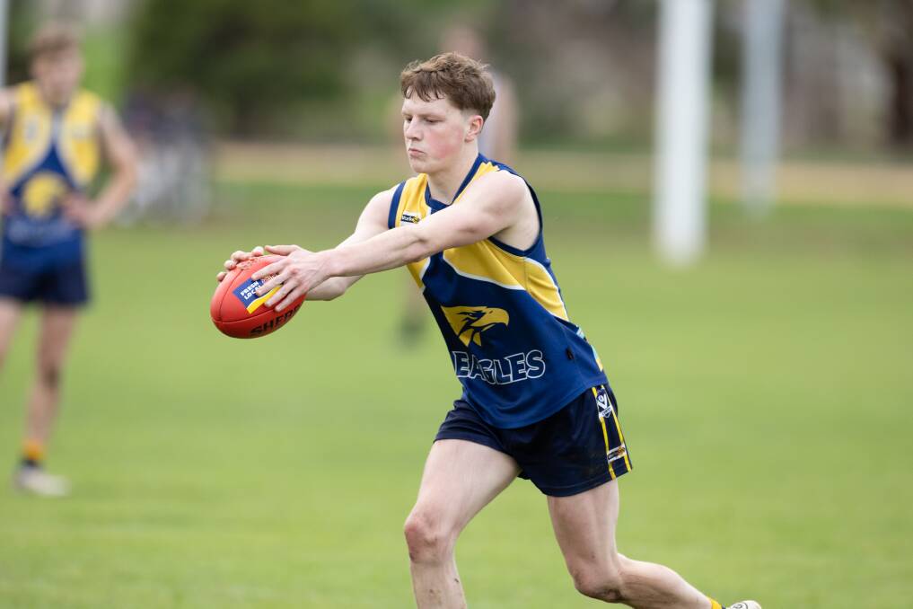 Zac Timms, pictured playing for North Warrnambool Eagles in 2023, has crossed to Hampden league rival Warrnambool. Picture by Eddie Guerrero 