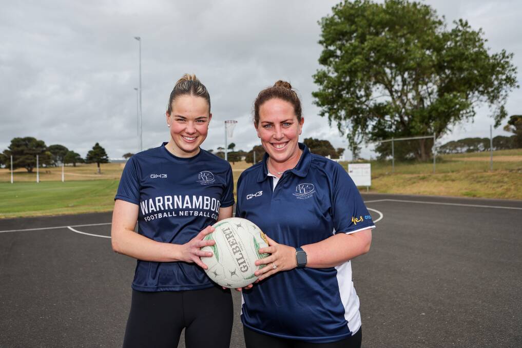 Warrnambool recruit Hollie Castledine and new coach Kate Lindsey at Reid Oval. Picture by Anthony Brady 