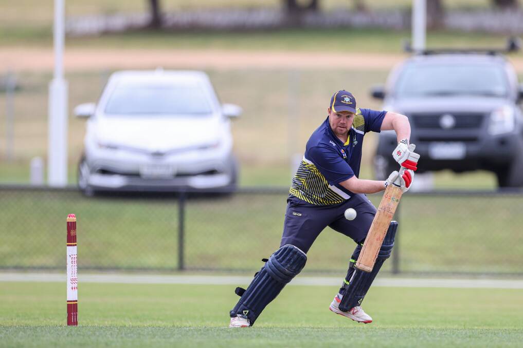 Captain Chris Bant plays a shot for Warrnambool and District in a representative match at Reid Oval. Picture by Eddie Guerrero 