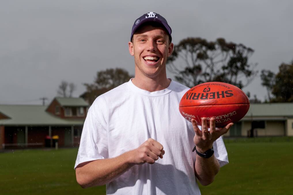 Josh Corbett is all smiles at Bushfield Recreation Reserve on the outskirts of Warrnambool on Thursday. Picture by Chris Doheny 
