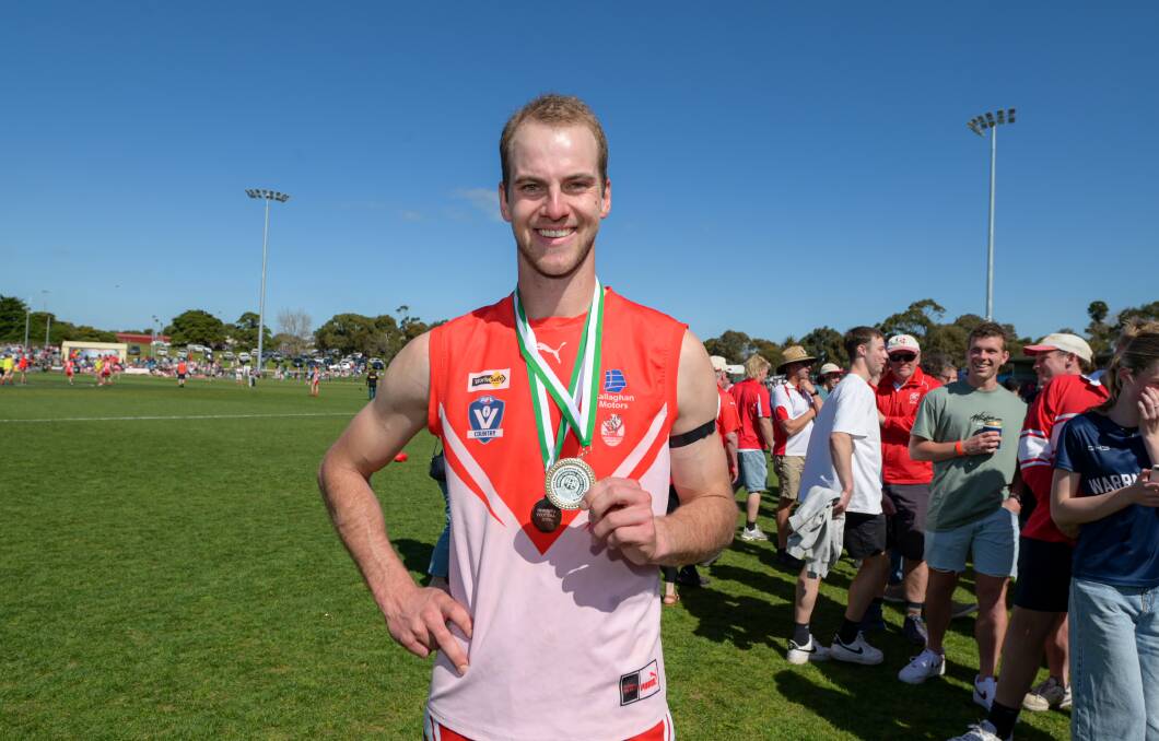 South Warrnambool's Trent Williamson, pictured after the reserves grand final