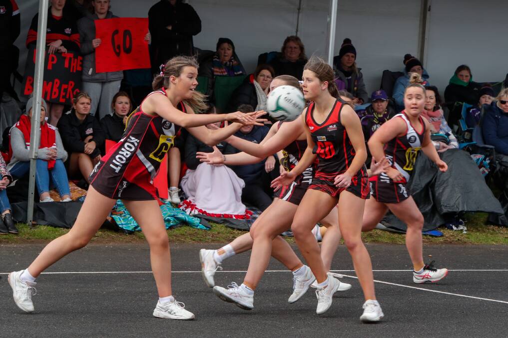 Sienna Batt in action for Koroit in the 17 and under grand final in 2022. She is now playing open-grade netball for the club. File picture 