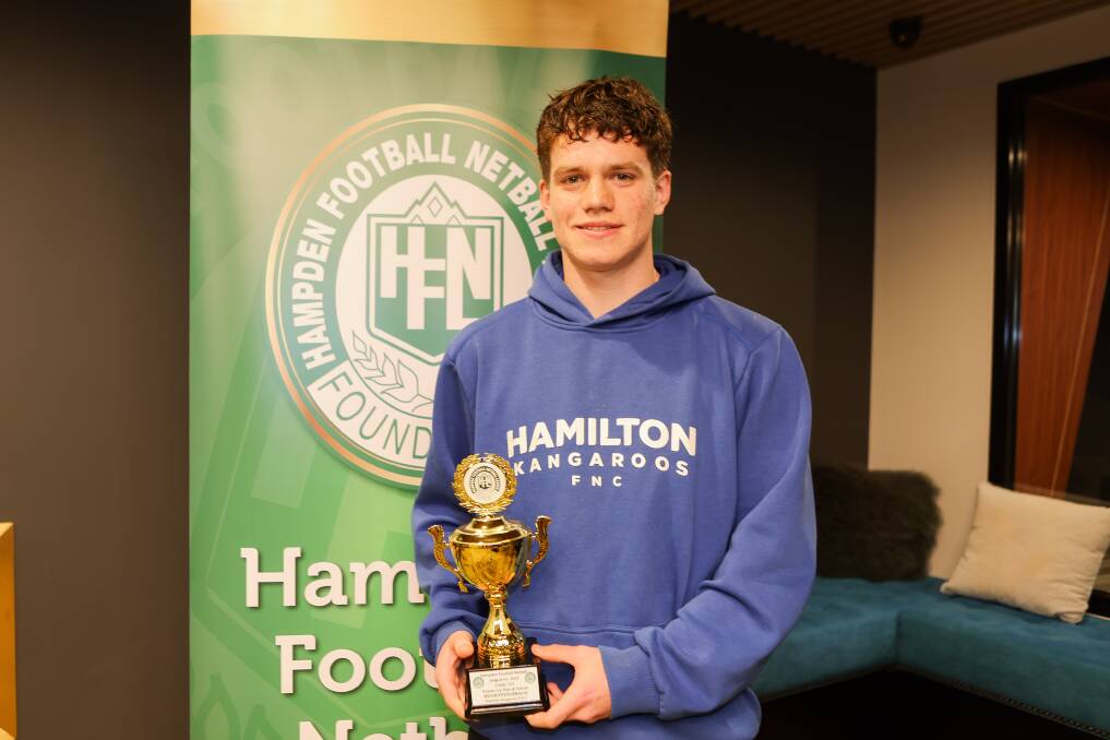 Hugh Fitzgerald from Hamilton Kangaroos was runner-up in the Hampden league under 16 best and fairest. Picture by Anthony Brady