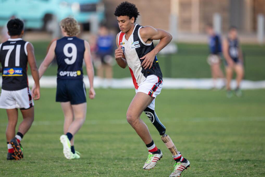 Jaylen Brown playing for Koroit's under 18 football team in 2023. Picture by Sean McKenna 