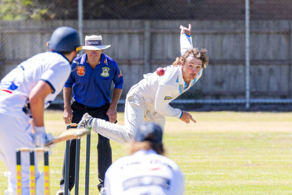 Wesley Yambuk Titans bowler Zavier Mungean sends down a delivery against Port Fairy. Picture by Eddie Guerrero 
