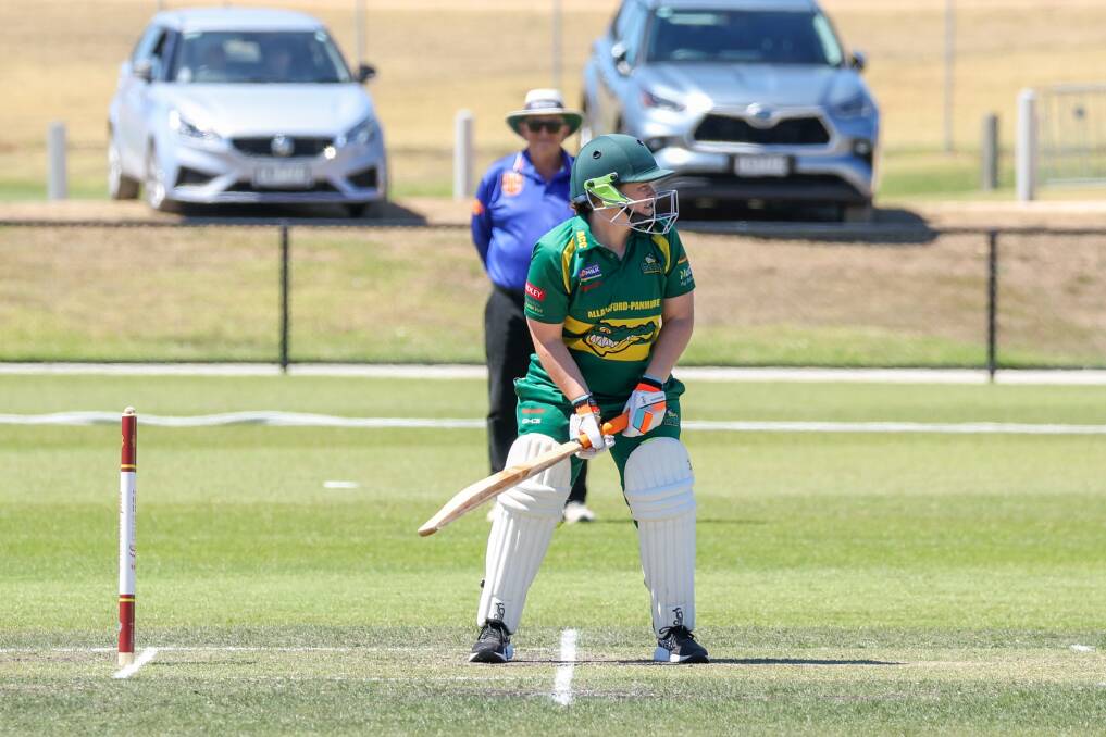 Hannah Meates during her innings for Allansford-Panmure. She made a quickfire 14 off 19 deliveries. Picture by Eddie Guerrero 
